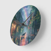 Katze, die im Regen spaziert Runde Wanduhr (Winkel)