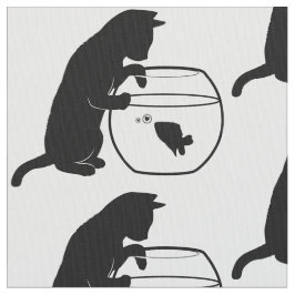 Katze, die in Fishbowl in der Silhouette erreicht Stoff