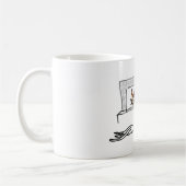 Katze, die Kamin-Tasse genießt Kaffeetasse (Links)