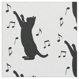Katze, die mit Musiknoten spielt Stoff