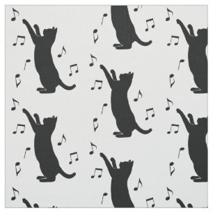 Katze, die mit Musiknoten spielt Stoff