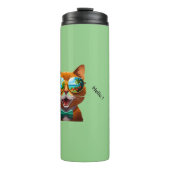 Katze, die mit Sonnenbrille lächelt Thermosbecher (Vorderseite)