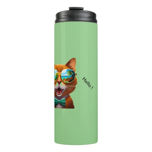 Katze, die mit Sonnenbrille lächelt Thermosbecher (Vorderseite)