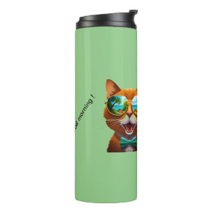 Katze, die mit Sonnenbrille lächelt Thermosbecher