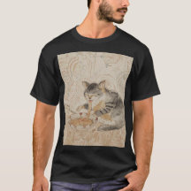 Katze, die Nudeln isst