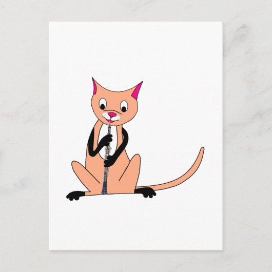 Katze, die Oboe spielt Postkarte (Vorderseite)
