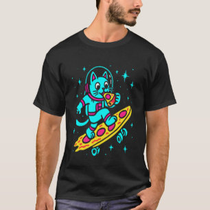 Katze, die Pizza isst Weltraum Kätzchen Galaxy Lus T-Shirt