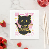 Katze, die Ramen essen Serviette (Beispiel)