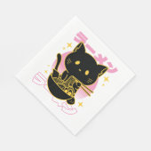 Katze, die Ramen essen Serviette (Ecke)