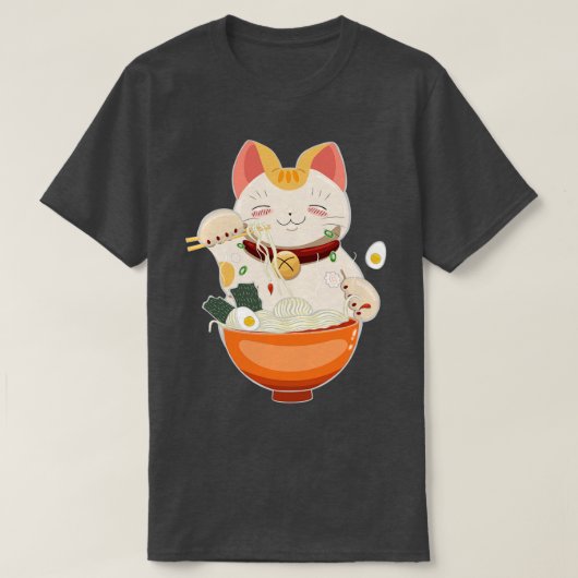 Katze, die Ramen in Bowl isst T-Shirt (Design vorne)