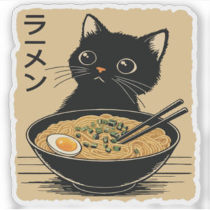 Katze, die Ramen isst Aufkleber