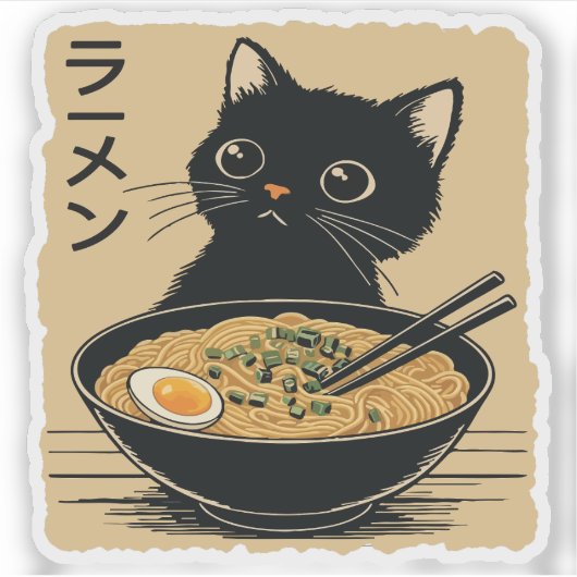 Katze, die Ramen isst  Aufkleber (Vorderseite)