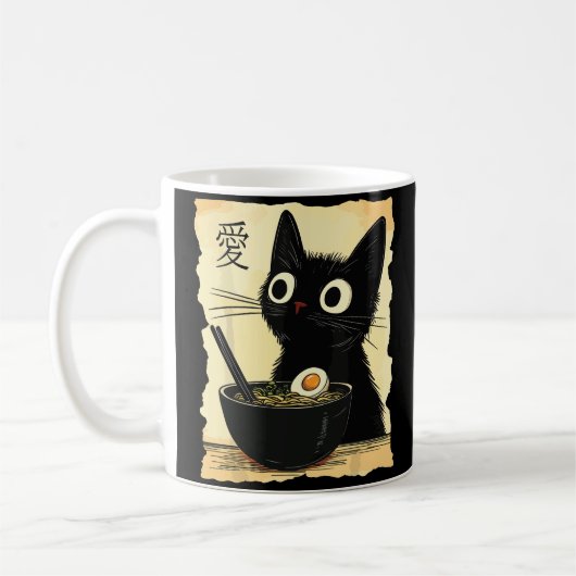 Katze, die Ramen isst  Kaffeetasse (Links)