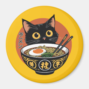 Katze, die Ramen isst Magnet