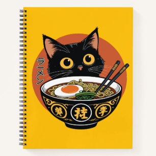 Katze, die Ramen isst  Notizblock