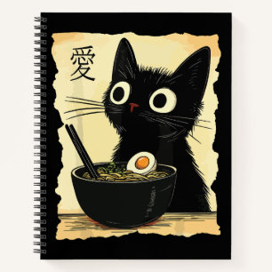 Katze, die Ramen isst  Notizblock