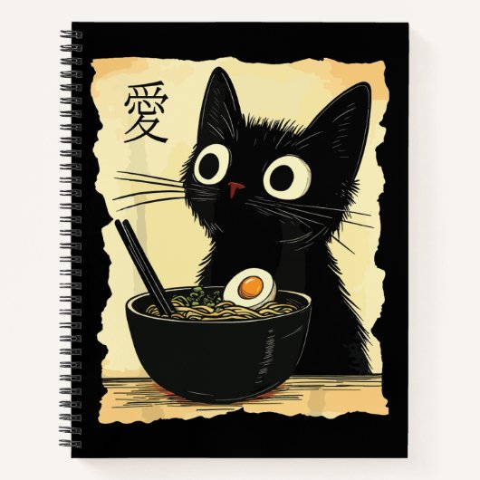 Katze, die Ramen isst Notizblock (Vorderseite)