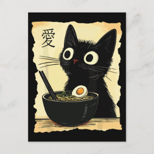Katze, die Ramen isst  Postkarte