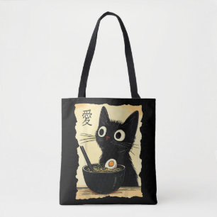 Katze, die Ramen isst Tasche