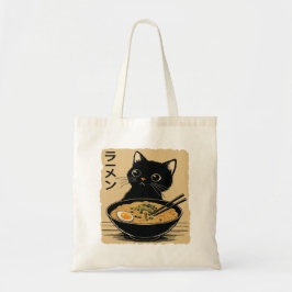 Katze, die Ramen isst Tragetasche