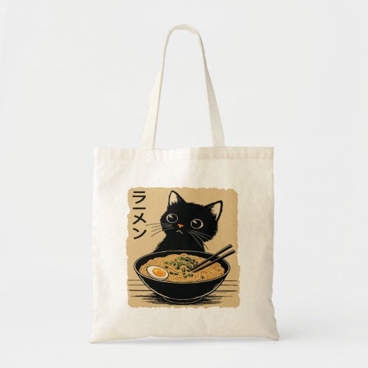 Katze, die Ramen isst Tragetasche (Vorne)