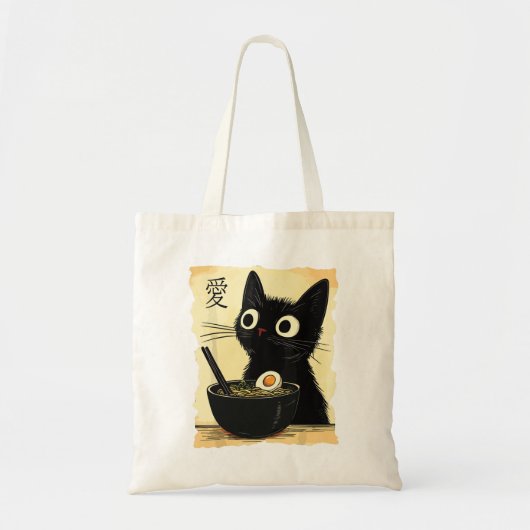 Katze, die Ramen isst Tragetasche (Vorne)