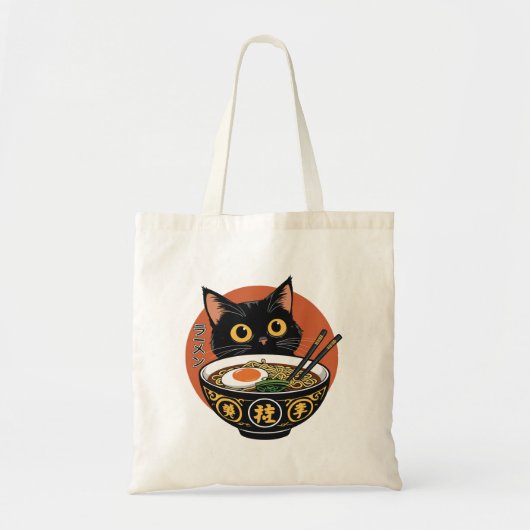Katze, die Ramen isst Tragetasche (Vorne)