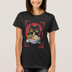 Katze, die Ramen-Nudeln isst, im Vintage-Stil japa T-Shirt