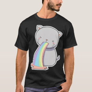 Katze, die Regenbogen aufwirbelt Funny Erbrechen K T-Shirt