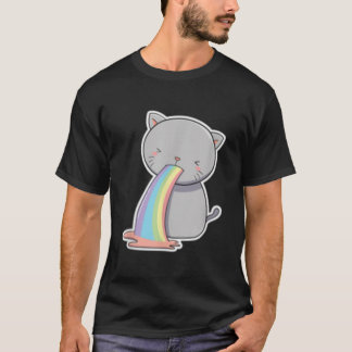 Katze, die Regenbogen aufwirbelt Funny Erbrechen K T-Shirt