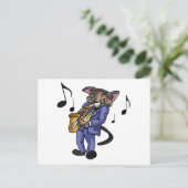 Katze, die Saxophon spielt Postkarte (Stehend Vorderseite)