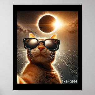 Katze, die sich mit Solar 2024 Eclipse Wearin selb Poster
