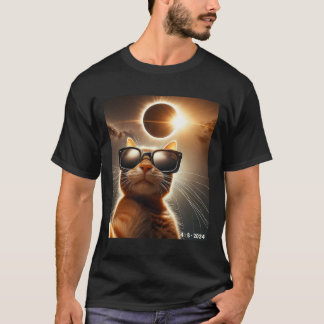 Katze, die sich mit Solar 2024 Eclipse Wearin selb T-Shirt