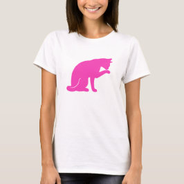 Katze, die Tatzen-T - Shirt (rosa, leckt