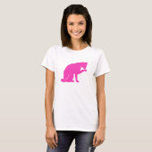Katze, die Tatzen-T - Shirt (rosa, leckt (Vorne ganz)