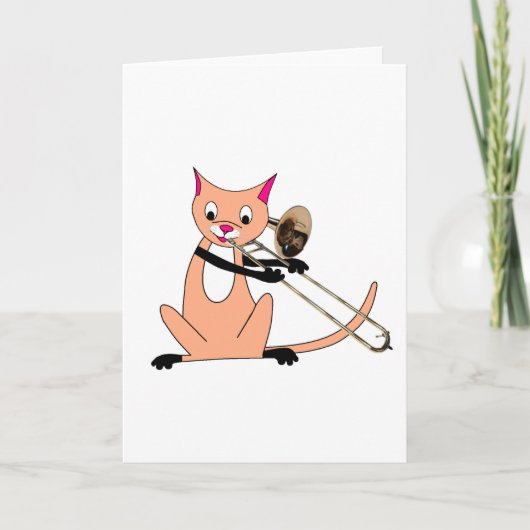 Katze, die Trombone spielt Karte (Vorderseite)