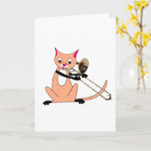 Katze, die Trombone spielt Karte (Gelbe Blume)