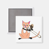 Katze, die Trombone spielt Magnet (Vorderseite/Rückseite)