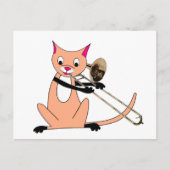 Katze, die Trombone spielt Postkarte (Vorderseite)