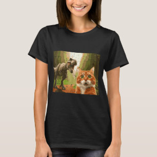 Katze Dinosaurier Trex Selfie Lustiges Meme Humor  T-Shirt