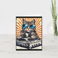 Katze DJ Kopfhörer Plattenspieler Vintage Musik Ed
