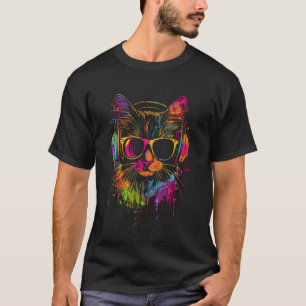 Katze DJ mit Kopfhörern und Sonnenbrille Kitty T-Shirt