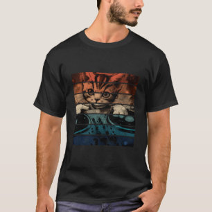 Katze Dj Musikclub Dj Katze Deck Mischen T-Shirt