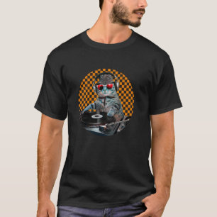 Katze DJ Niedliche Katze mischt Töne Pop Art für F T-Shirt