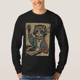 Katze DJ Plattenspieler Vintage Kätzchen Disco Mus T-Shirt