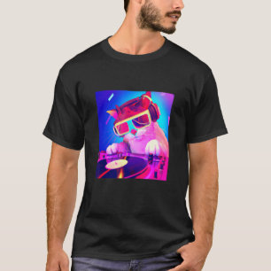 Katze DJ Vaporwave  Ästhetik Männer Jungen Mädchen T-Shirt