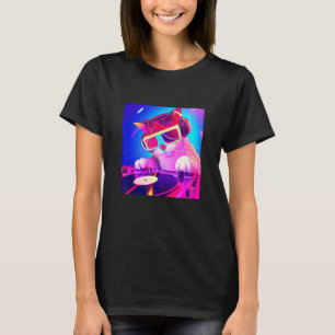 Katze DJ Vaporwave Ästhetik Männer Jungen Mädchen T-Shirt