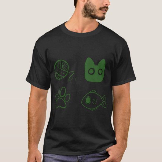 Katze Doodle Thema T-Shirt (Vorderseite)