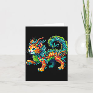 Katze Drache Frohes Chinesisches Neujahr 2024 Dame Karte