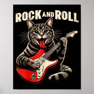 Katze E-Gitarre Rock And Roll Rocker Kätzchen Mich Poster